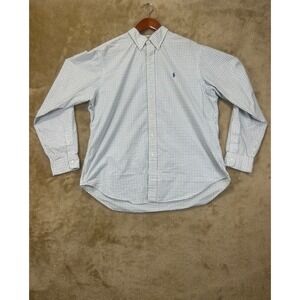 Ralph Lauren Classic Fit XL Button Down Shirt‎ Mens Green Navy Blue Check Cotton